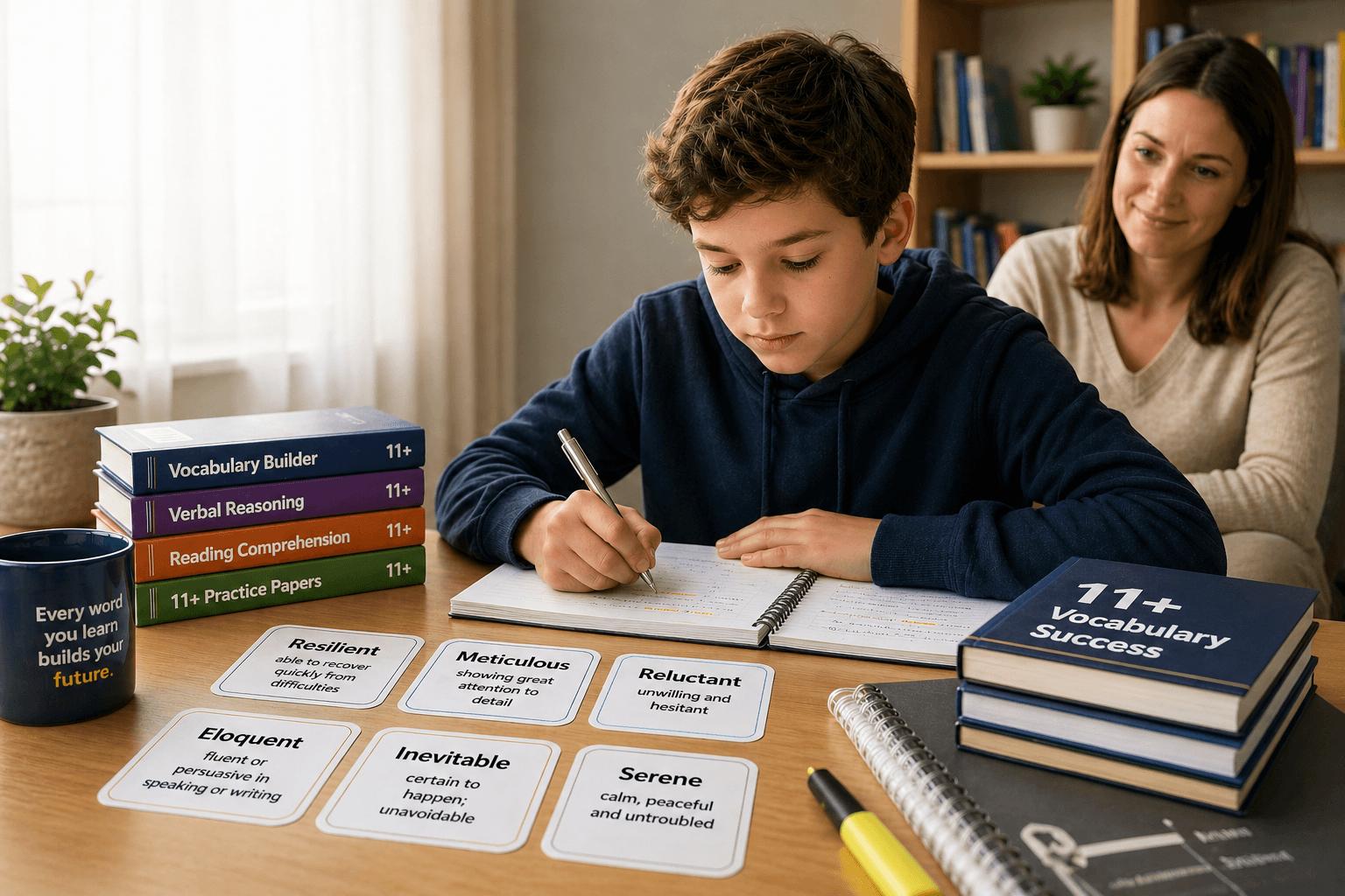Student preparing for 11+ examination